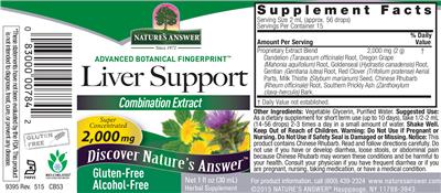 Photo of the Nature's Answer Liver Support Alcohol-Free label