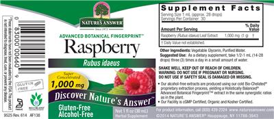 Photo of the Nature's Answer Raspberry 1,000 mg Alcohol-Free label