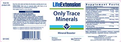 Photo of the Life Extension Only Trace Minerals label