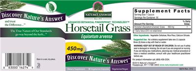 Photo of the Nature's Answer Horsetail Grass 450 mg label