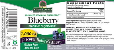 Photo of the Nature's Answer Blueberry 1,000 mg Alcohol-Free label