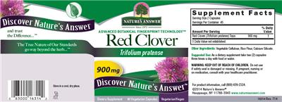 Photo of the Nature's Answer Red Clover 900 mg label