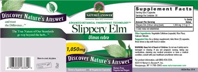 Photo of the Nature's Answer Slippery Elm 1,050 mg label