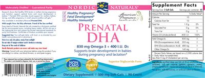 Product label for Prenatal DHA