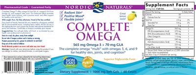Photo of the Nordic Naturals Complete Omega Lemon label