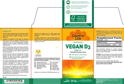 Photo of the Country Life Vegan D3 5000 IU label