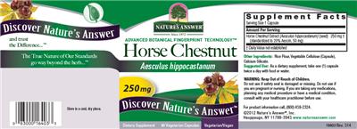 Photo of the Nature's Answer Horse Chestnut 250 mg label