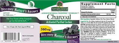 Photo of the Nature's Answer Charcoal 560 mg label