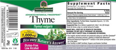Photo of the Nature's Answer Thyme label