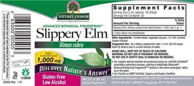 Photo of the Nature's Answer Slippery Elm 1,000 mg label
