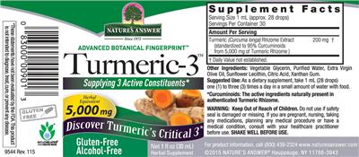 Photo of the Nature's Answer Turmeric-3 Alcohol-Free label