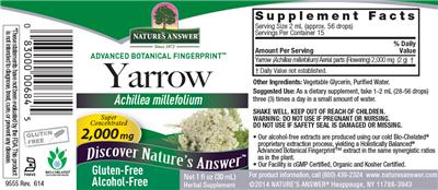 Photo of the Nature's Answer Yarrow 2,000 mg Alcohol-Free label
