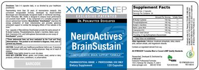 Photo of the XYMOGEN EP NeuroActives BrainSustain label