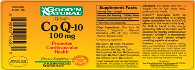 Photo of the Good 'N Natural Q-Sorb Co Q-10 100 mg label