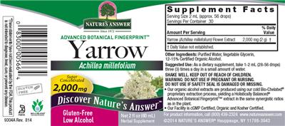 Photo of the Nature's Answer Yarrow 2,000 mg label