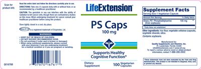 Photo of the Life Extension PS Caps 100 mg label