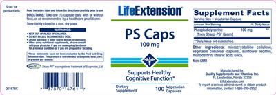 Photo of the Life Extension PS Caps 100 mg label