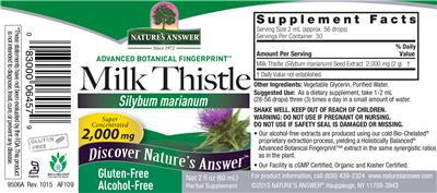 Photo of the Nature's Answer Milk Thistle 2,000 mg Alcohol-Free label