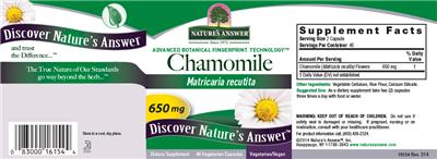 Photo of the Nature's Answer Chamomile 650 mg label