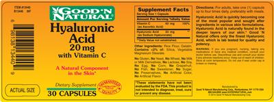 Photo of the Good 'N Natural Hyaluronic Acid 20 mg With Vitamin C label