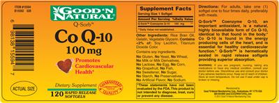 Photo of the Good 'N Natural Q-Sorb Co Q-10 100 mg label