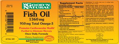 Photo of the Good 'N Natural Fish Oil 1360 mg label
