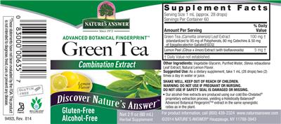 Photo of the Nature's Answer Green Tea Lemon Flavor label