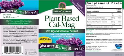 Photo of the Nature's Answer Plant Based Cal-Mag 500/250 mg Liquid Vanilla Cream Flavor label
