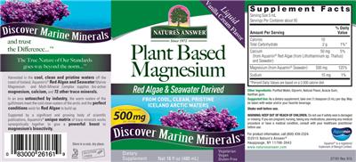 Photo of the Nature's Answer Plant Based Magnesium 500 mg Liquid Vanilla Cream Flavor label