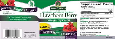Photo of the Nature's Answer Hawthorn Berry 1500 mg label