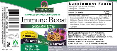 Photo of the Nature's Answer Immune Boost Alcohol-Free label