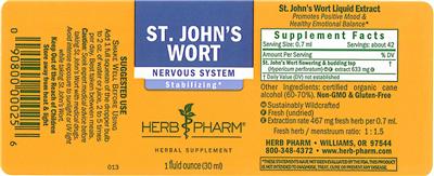 Photo of the Herb Pharm St. John's Wort label