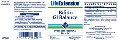 Photo of the Life Extension Bifido GI Balance label