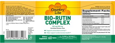 Photo of the Country Life Bio-Rutin Complex 500 mg label