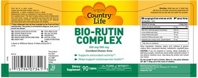 Photo of the Country Life Bio-Rutin Complex 500 mg label