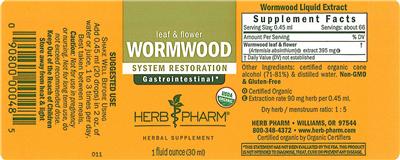 Photo of the Herb Pharm Wormwood label
