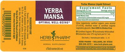 Photo of the Herb Pharm Yerba Mansa label