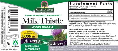 Photo of the Nature's Answer Milk Thistle 2,000 mg Alcohol-Free label