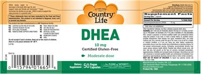 Photo of the Country Life DHEA 10 mg label