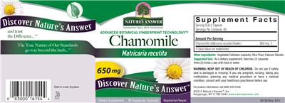 Photo of the Nature's Answer Chamomile 650 mg label