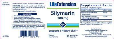 Photo of the Life Extension Silymarin 100 mg label
