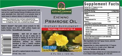 Photo of the Nature's Answer Evening Primrose Oil label