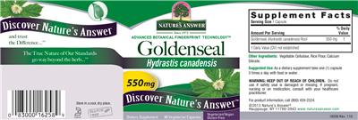 Photo of the Nature's Answer Goldenseal 550 mg label
