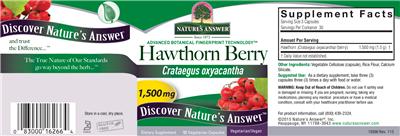Photo of the Nature's Answer Hawthorn Berry 1,500 mg label