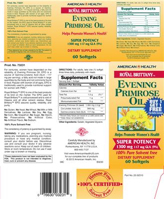 Photo of the American Health Royal Brittany Evening Primrose Oil label