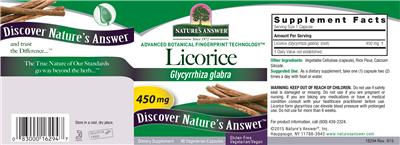Photo of the Nature's Answer Licorice 450 mg label