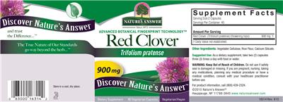 Photo of the Nature's Answer Red Clover 900 mg label