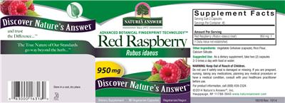 Photo of the Nature's Answer Red Raspberry 950 mg label
