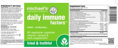 Photo of the Michael's Naturopathic Programs Daily Immune Factors label