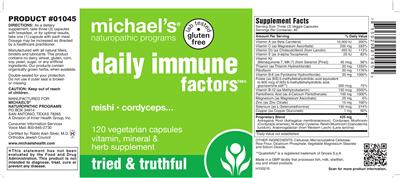 Photo of the Michael's Naturopathic Programs Daily Immune Factors label